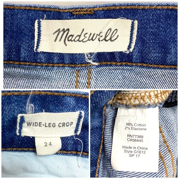 MADEWELL Wide Leg Crop High Rise Jeans in Frida Wash Size 24 Style G1612 - Picture 6 of 9